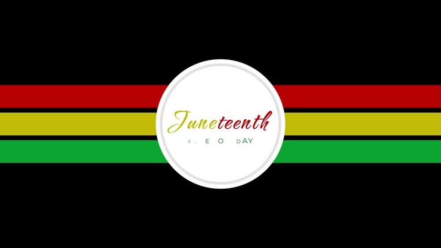 Animated Text Juneteenth Freedom Day with stripes poster background, juneteenth day celebration animation video