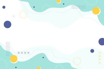 Playful abstract memphis style background with organic shapes and bright blue yellow tones vector