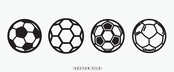 Obraz premium Collection of Four Soccer Ball Icon Designs in Black and White