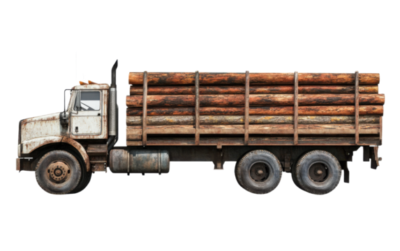 Truck is parked on a white background