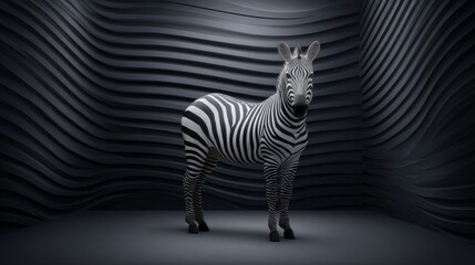 Zebra animal in abstract black and white stripe pattern waves unique animal background creative environment artistic viewpoint