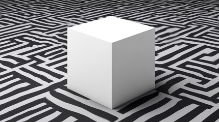 Abstract zebra stripe pattern in black and white artistic animal background waves modern 3d cube design