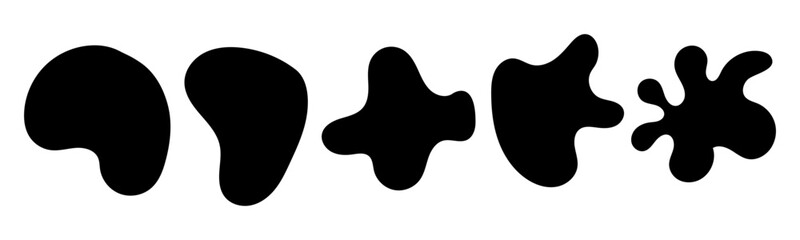 Abstract Black Shapes Irregular Forms, Blob Designs, Organic Patterns