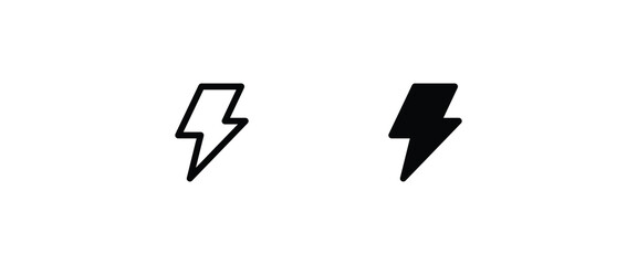Lightning bolt strike thunderbolt Electricity Thunder strike Electric Weather thunderstorm Energy Power fast speed line icons set, editable stroke isolated on white, linear vector outline