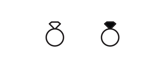 diamond ring icon. weeding ring vector, sign, symbol, logo, illustration, editable stroke, flat design style isolated on white linear pictogram
