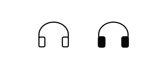 headphone icon, button, vector, sign, symbol, logo, illustration, editable stroke and flat design style isolated on white linear pictogram