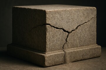 Cracked stone pedestal suggesting fragility and the potential for a United States civil war
