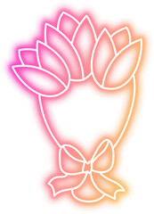 Fototapeta premium Bouquet Flower Neon Sign Icon
