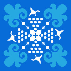 Islamic Ornate Tile Pattern Blue Ornamental Tile, Vector Art Deco