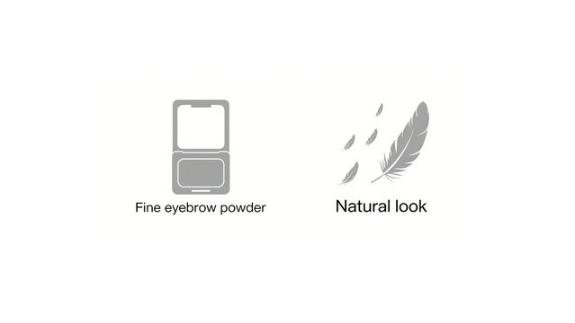 Gray eyebrow powder and feathers represent delicate and natural eyebrow effects, suitable for daily eyebrow trimming and beauty styling scenes.