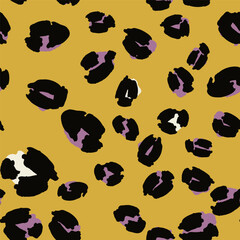 Leopard spots seamless pattern design. Vector yellow background, wallpaper, wrapping paper, fabric, print