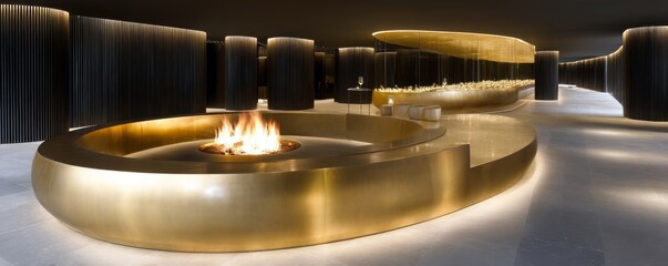Elegant modern lounge interior design urban center architecture stylish environment contemporary viewpoint luxury concept