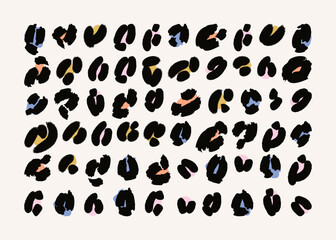 Leopard spots, shapes. Big set. Vector design elements