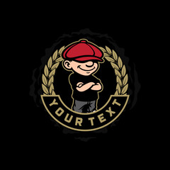 vector illustration of a man ultras hooligan in laurel