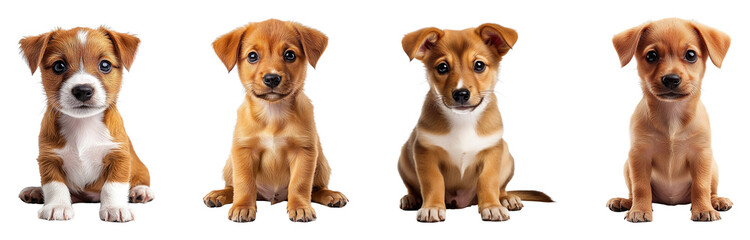 Collection of cute puppy dogs, isolated on a transparent background