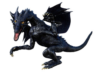3D Rendering Fairy Tale Dragon on White