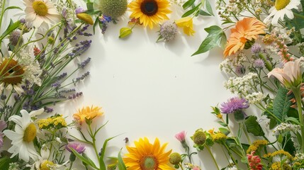 Flower frame for adding text Created with Generative AI technology
