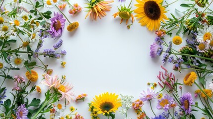 Flower frame for adding text Created with Generative AI technology