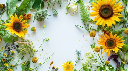 Flower frame for adding text Created with Generative AI technology