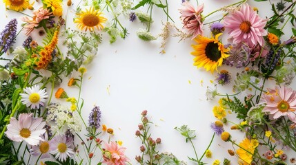 Flower frame for adding text Created with Generative AI technology