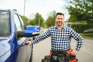 Man engineer builder in front of his pickup © Louis-Paul Photo