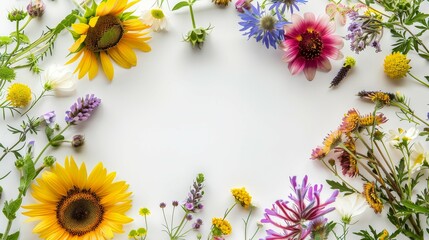 Flower frame for adding text Created with Generative AI technology