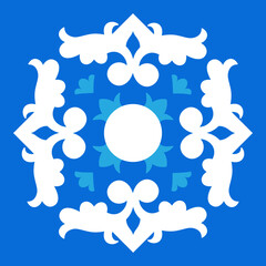 Moroccan Ornate Tile Pattern Blue Ornamental Tile, Vector Art Deco