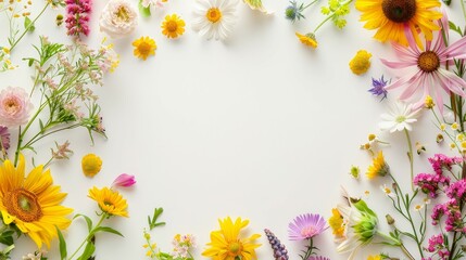 Flower frame for adding text Created with Generative AI technology