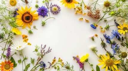 Flower frame for adding text Created with Generative AI technology