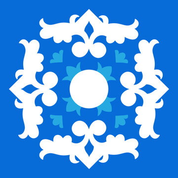 Moroccan Ornate Tile Pattern Blue Ornamental Tile, Vector Art Deco