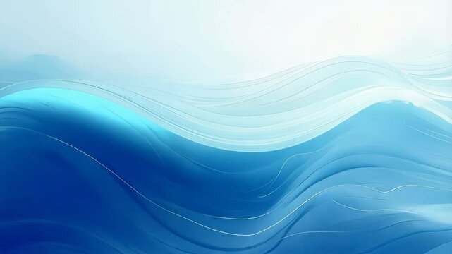 Abstract flowing blue waves create a serene and ethereal underwater effect. Smooth, layered lines evoke a sense of movement and tranquility