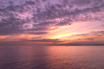 clouds and sunrise over the marmara sea, izmit
