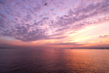 clouds and sunrise over the marmara sea, izmit