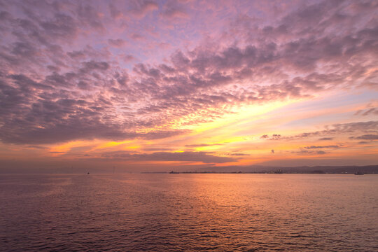 clouds and sunrise over the marmara sea, izmit