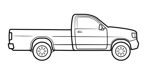 Single cab pickup truck outline – stock vector illustration
