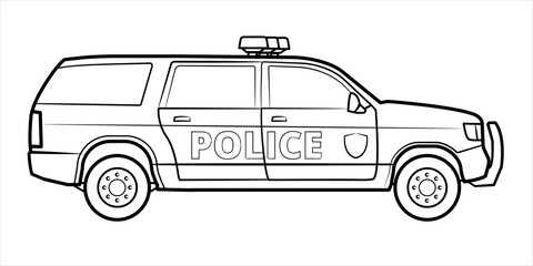 Police SUV side view outline – stock vector illustration