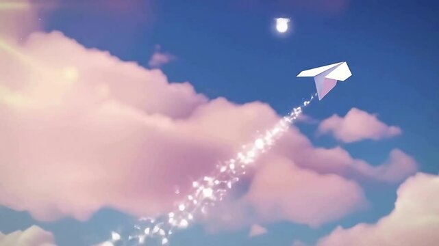 Romantic Paper Rocket Flying in the Sky with 'I Love You' Message | Valentine's Day Animation
