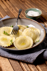 Fresh Ravioli Pasta with Herbs Plate