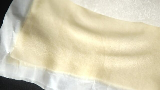 dough brik thin sheet raw packaging dough phyllo fresh delicious gourmet food background on the table rustic food top view copy space