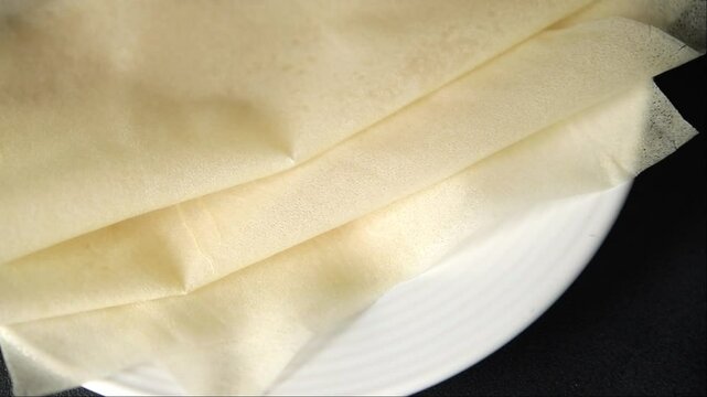 dough brik thin sheet raw packaging dough phyllo fresh delicious gourmet food background on the table rustic food top view copy space