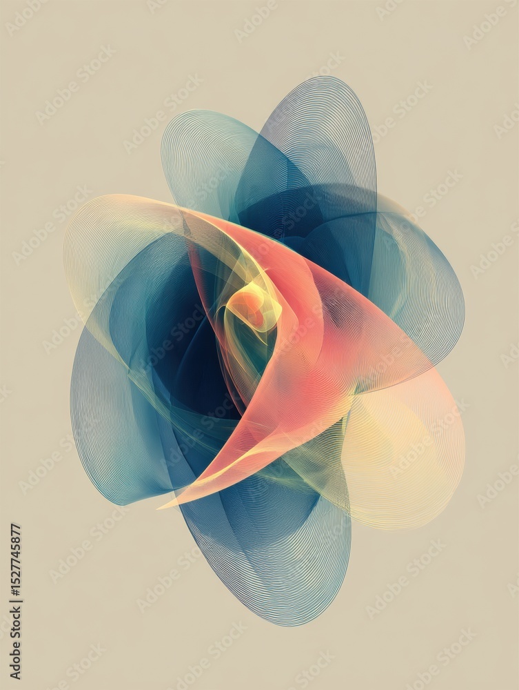 Poster Abstract Layered Shapes Form an Eye With a Neutral Background and Clear Upper Half Showcasing Smooth Transitions and Vibrant Colors
