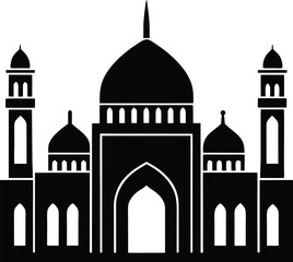 Beautiful Moroccan Mosque with Intricate Tiles vector silhouette illustration