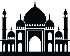 Beautiful Cairo Mosque with Islamic Arches vector silhouette illustration