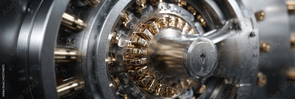Poster Encrypted Password Vault is Cracked by Robotic Arm Showcasing Advanced Technology and Security Measures in Action