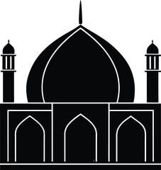 Central Asian Mosque with Turquoise Dome vector silhouette illustration
