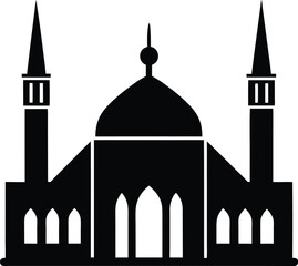 Minimalist Central European Mosque Design vector silhouette illustration