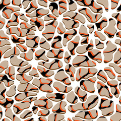 Surreal abstract seamless texture with terrazzo effect in cozy boho earth colors. Psychedelic background for interior decor, wallpaper, wall panel, textile, web banner, mobile apps, image of blog. 
