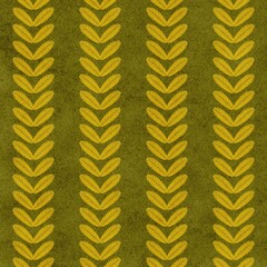 Watercolor green leaves seamless pattern in tribal.Ethnic leaf surface design on paper texture background .Nature botanical folk art illustration.Hand painted.Design for print product,fabric,decorate