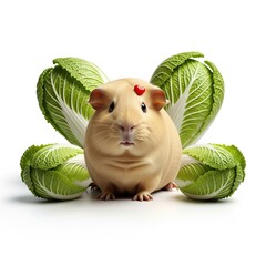 "Cabbage Patch Cutie." This image is perfect for pet care products, healthy food campaigns, children's content, or any project needing a sweet and wholesome animal visual.