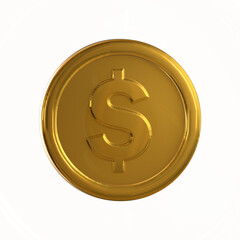 3D Gold Dollar Coin with Front view.